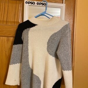 Colorblock Sweater - Black, Gray, and Cream